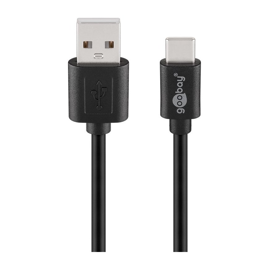 Goobay 55467 USB kabelis USB 2.0 0,5 m USB C USB A Juoda