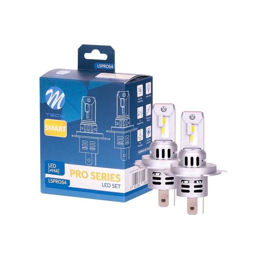 M-TECH LED H4 Lemputė, rinkinys 2 vnt. 52W 12V
