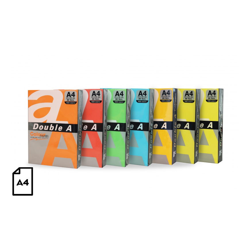 Värviline paber Double A, 80g, A4, 100 lehte, Rainbow 5, 5 värvi – 2