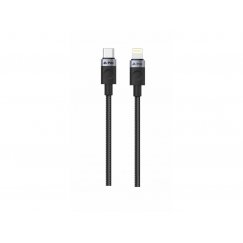 iPEAX TEKSTILA KABELIS USB-C / LIGHTNING 1M, USB 2.0 Melns