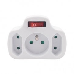Solight socket, 1x 10A + 2x 2.5A, white, switch