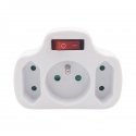Solight socket, 1x 10A + 2x 2.5A, white, switch Solight socket, 1x 10A + 2x 2.5A, white, switch