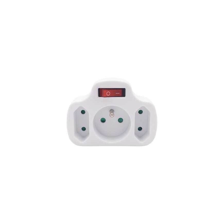 Solight socket, 1x 10A + 2x 2.5A, white, switch – 2