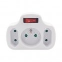 Solight kontaktligzdas, 1x 10A + 2x 2,5A, balts, slēdzis Solight kontaktligzdas, 1x 10A + 2x 2,5A, balts, slēdzis