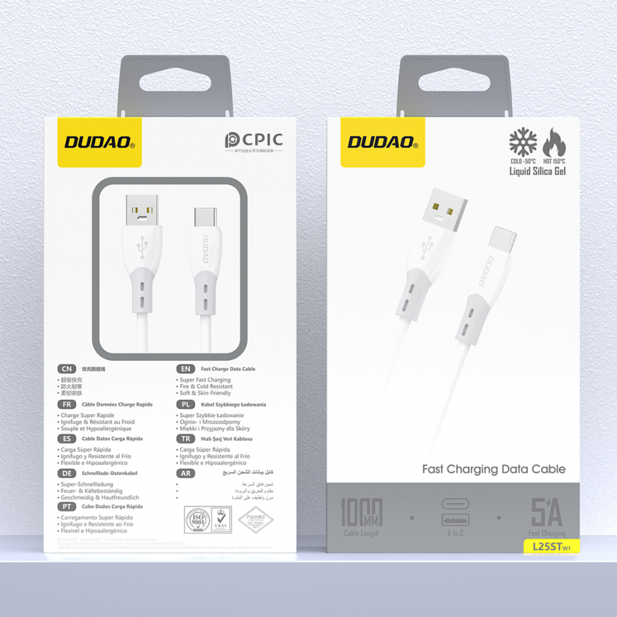 Dudao L25ST 5 A USB-A - USB-C Cable with Soft Silicone Braid 1 m – 2