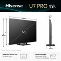 Hisense 65U7Q PRO 165,1 cm (65") 4K Ultra HD Viedtelevizors Wi-Fi Melns 500 cd/m²
