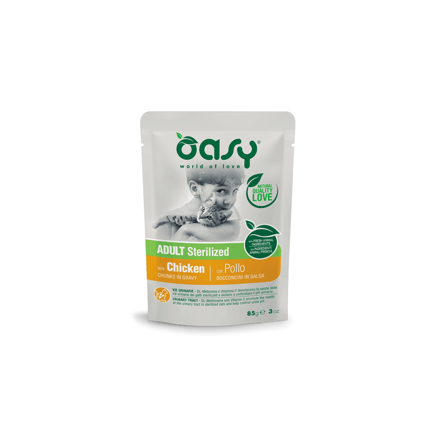 OASY Chunks gravyssä Steriloitu Kana - märkä kissanruoka - 85g