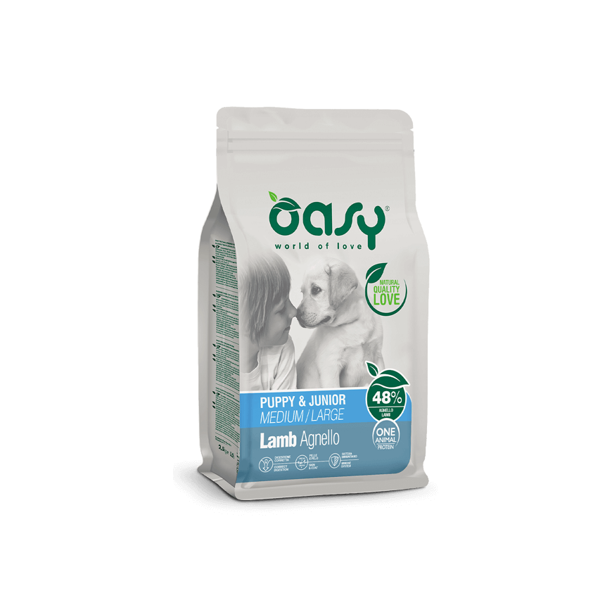 Oasy One Protein Kucēniem & Jauniešiem M/L Jēra 400g