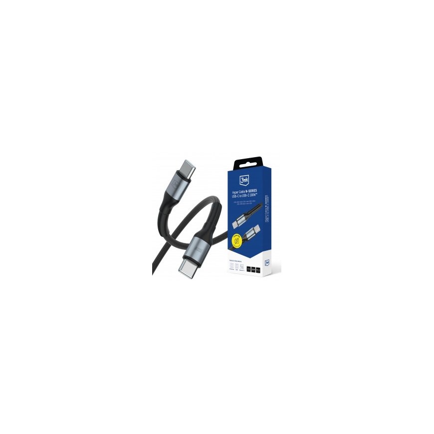 3MK Hyper Cable N-SERIES USB-C į USB-C 3m PD 3.0 QC 3.0 20V/3A 60W juodas – 2