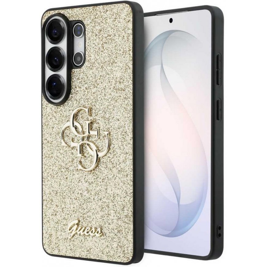 „Guess“-kuori kiiltävä suuri metallinen 4G-logo, tarkoitettu „Samsung Galaxy S26 Ultra“ – zloty
