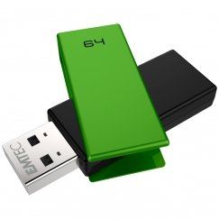 Emtec C350 Brick 2.0 USB-välkmälu 64 GB USB tüüp A Must, Roheline