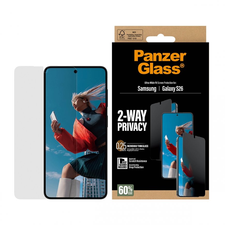 PanzerGlass ® 2-Way Privacy Screen Protector Samsung Galaxy S26 | Ultra-Wide Fit w. EasyAligner – 2