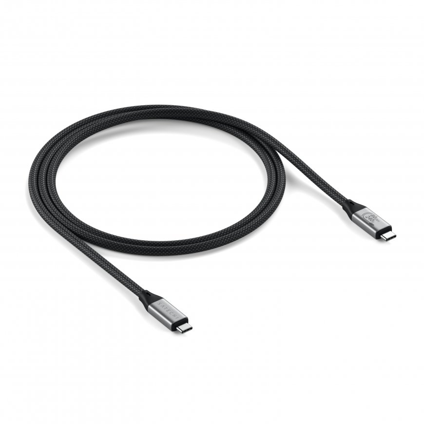 Satechi USB4 V2 Pro Cable USB kabelis USB4 Gen 4x2 1,2 m USB C Sidabras, Juoda – 2