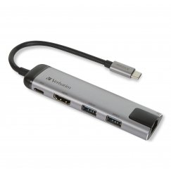 Verbatim 49141 док-станция для ноутбука USB 3.2 Gen 1 (3.1 Gen 1) Type-C Черный, Серебристый
