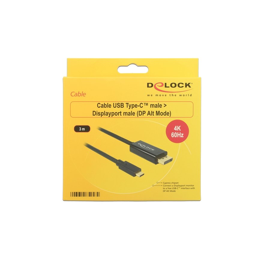 DeLOCK 85257 videokaabliadapter 3 m USB tüüp-C DisplayPort Must – 2