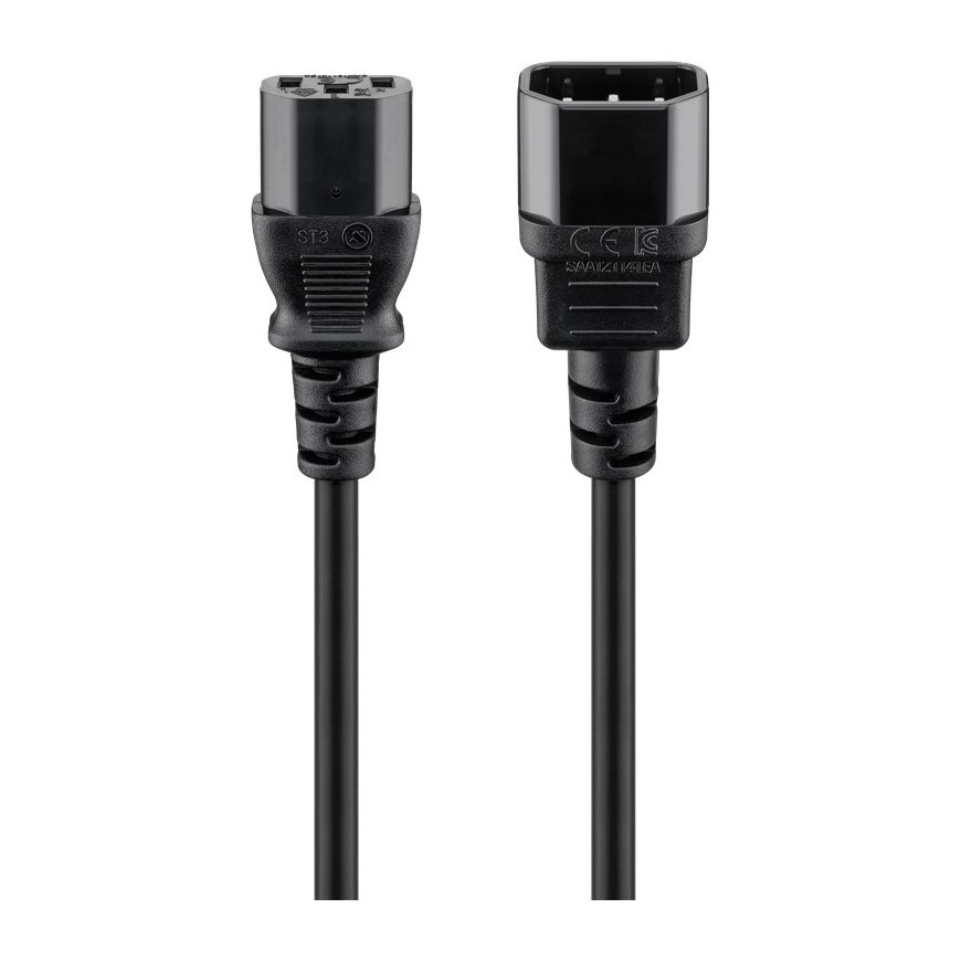 Goobay Extension Lead with C13 socket and C14 plug, 1 m, Black