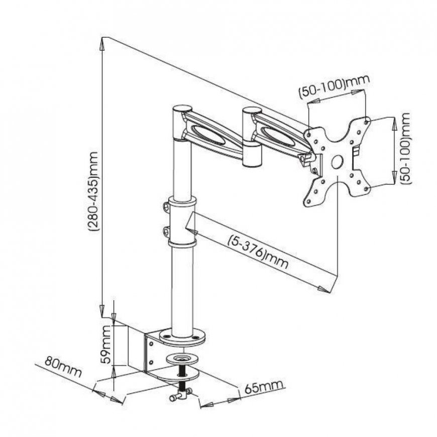 Techly 13-27" Desk Stand for Monitor Long Arm Tilt" ICA-LCD 502BK – 3