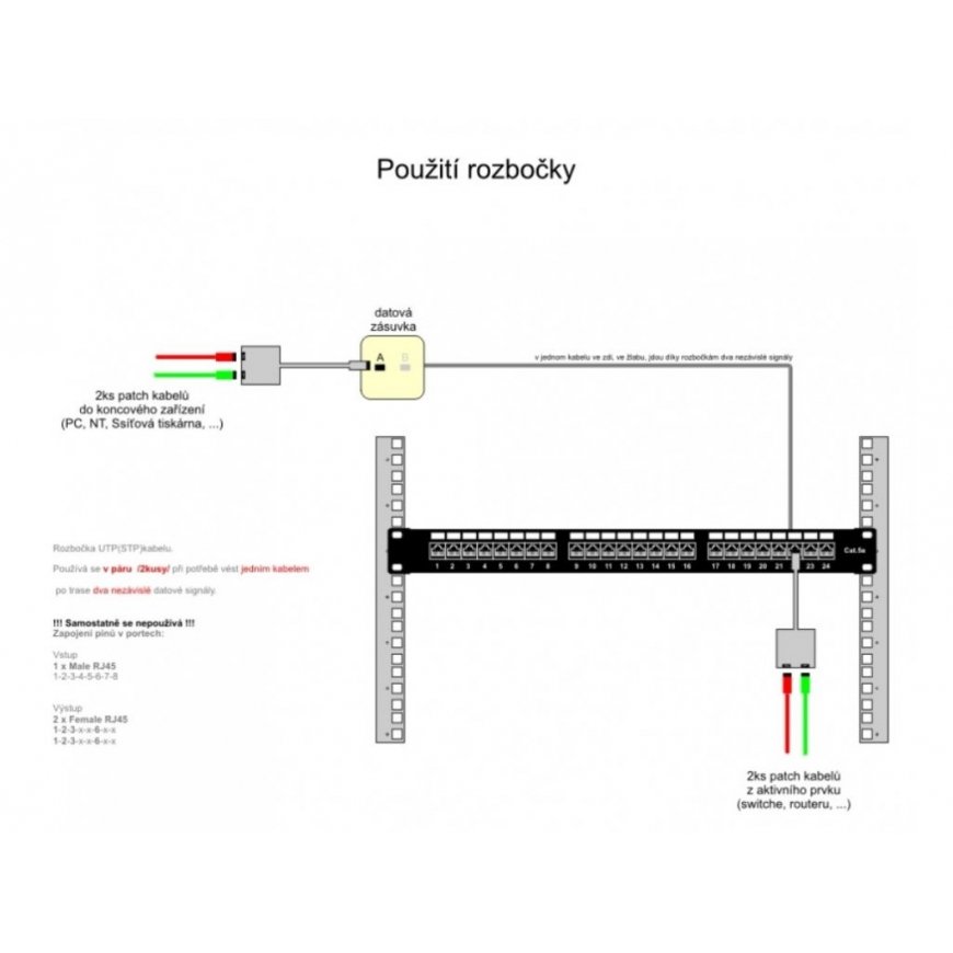 DATACOM "Y" adapter STP CAT5E PC / PC+PC