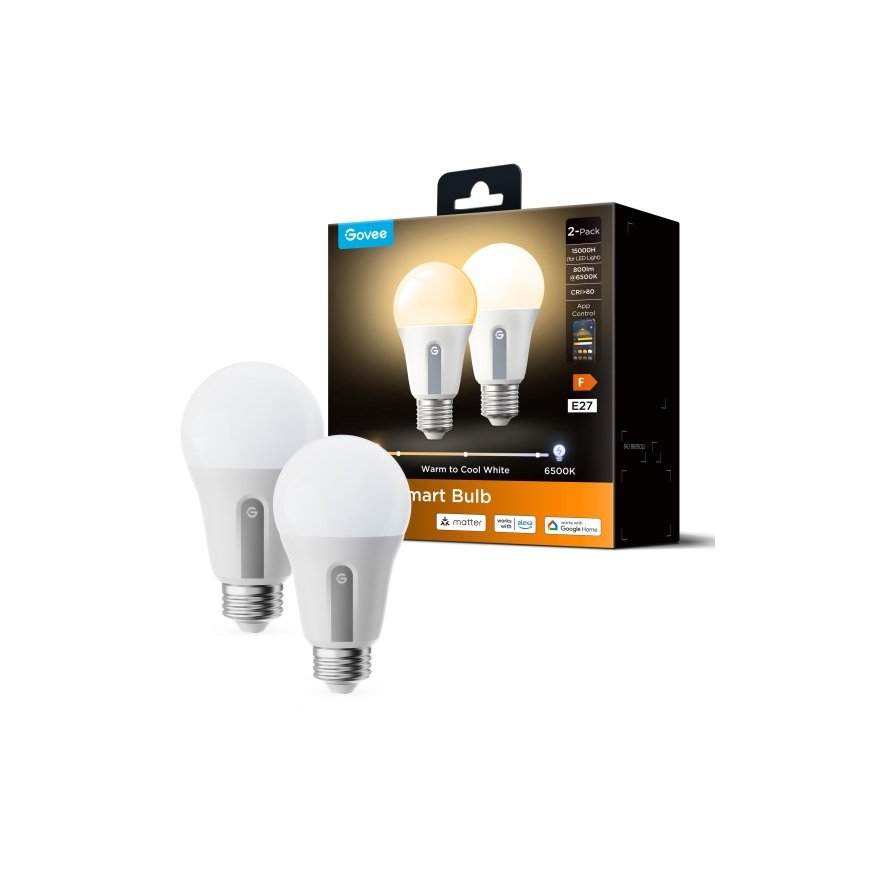Govee Smart LED pirn WW 9W-60W 800lm E27 2tk Long Life, Matter