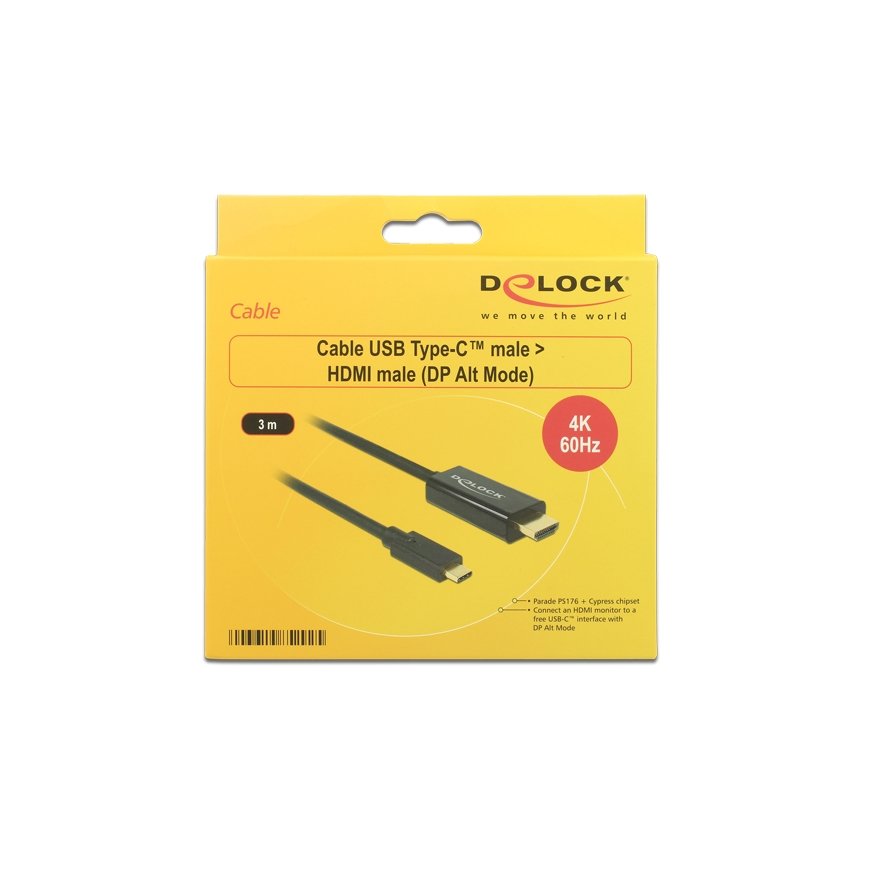 DeLOCK 85292 video cable adapter 3 m USB Type-C HDMI Black – 2