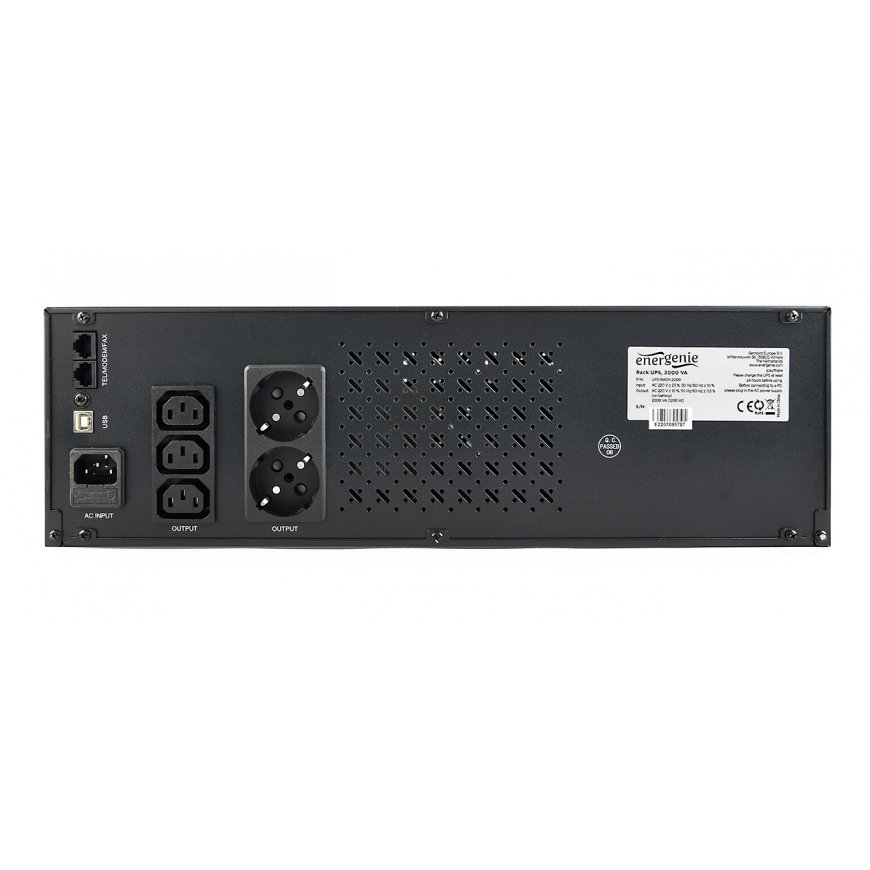Gembird UPS-RACK-2000 puhvertoiteallikas (UPS) Liini-interaktiivne 2 kVA 1200 W 4 vahelduvvoolu kont – 4