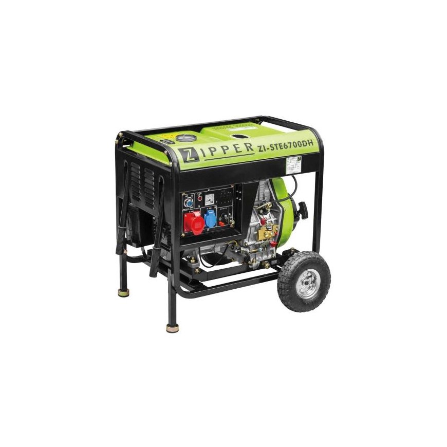 Zipper ZI-STE6700DH degvielas ģnerators 5700 W 12,5 L Dīzelis Melns, Gaiši zaļš