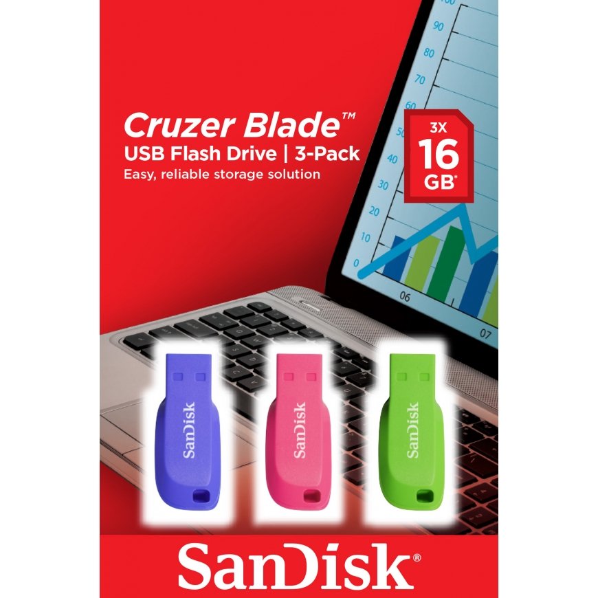 SanDisk Cruzer Blade 16GB USB flash drive USB Type-A 2.0 Blue, Green, Pink – 2