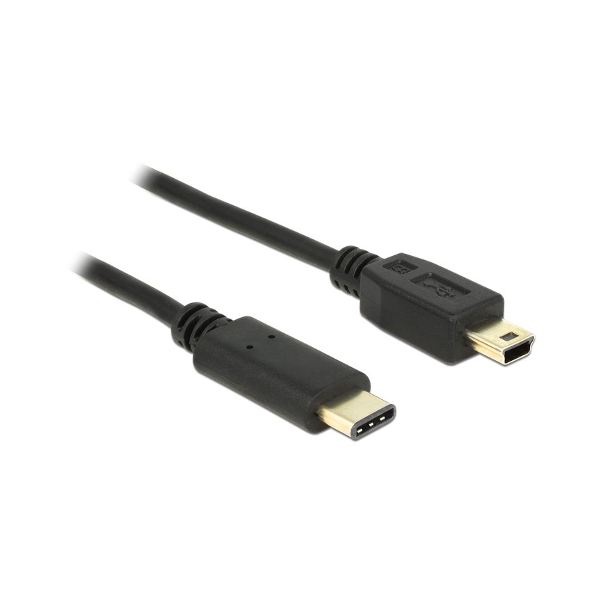 DeLOCK 2m, USB2.0-C/USB2.0 Mini-B USB кабель Mini-USB B USB C Черный