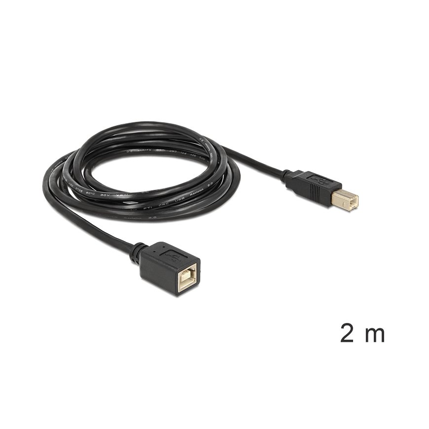 DeLOCK USB2.0-B - USB2.0-B, 2m USB-kaapeli USB B musta