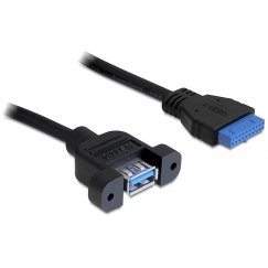 DeLOCK 0.5m USB 3.0 F/F USB-kaapeli 0,5 m USB A IDC musta
