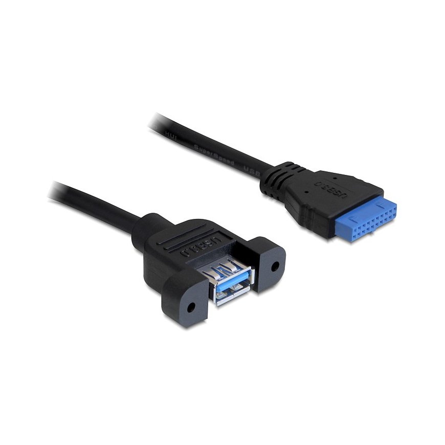 DeLOCK 0.5m USB 3.0 F/F USB-kaabel 0,5 m USB A IDC Must