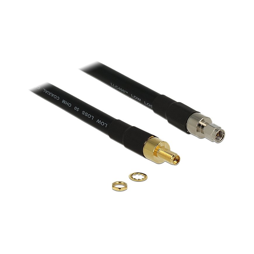 DeLOCK 0.4m SMA/SMA coaxial cable CFD400, LLC400 Black
