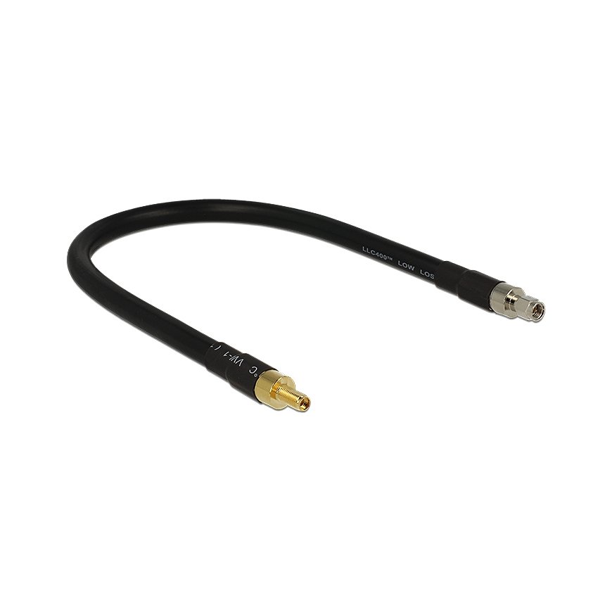 DeLOCK 0.4m SMA/SMA coaxial cable CFD400, LLC400 Black – 2