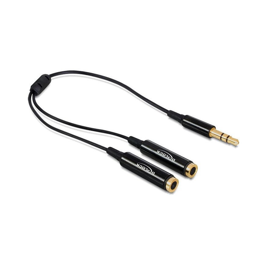 DeLOCK 65356 audiokaapeli 0,25 m 3.5mm 2 x 3.5mm musta