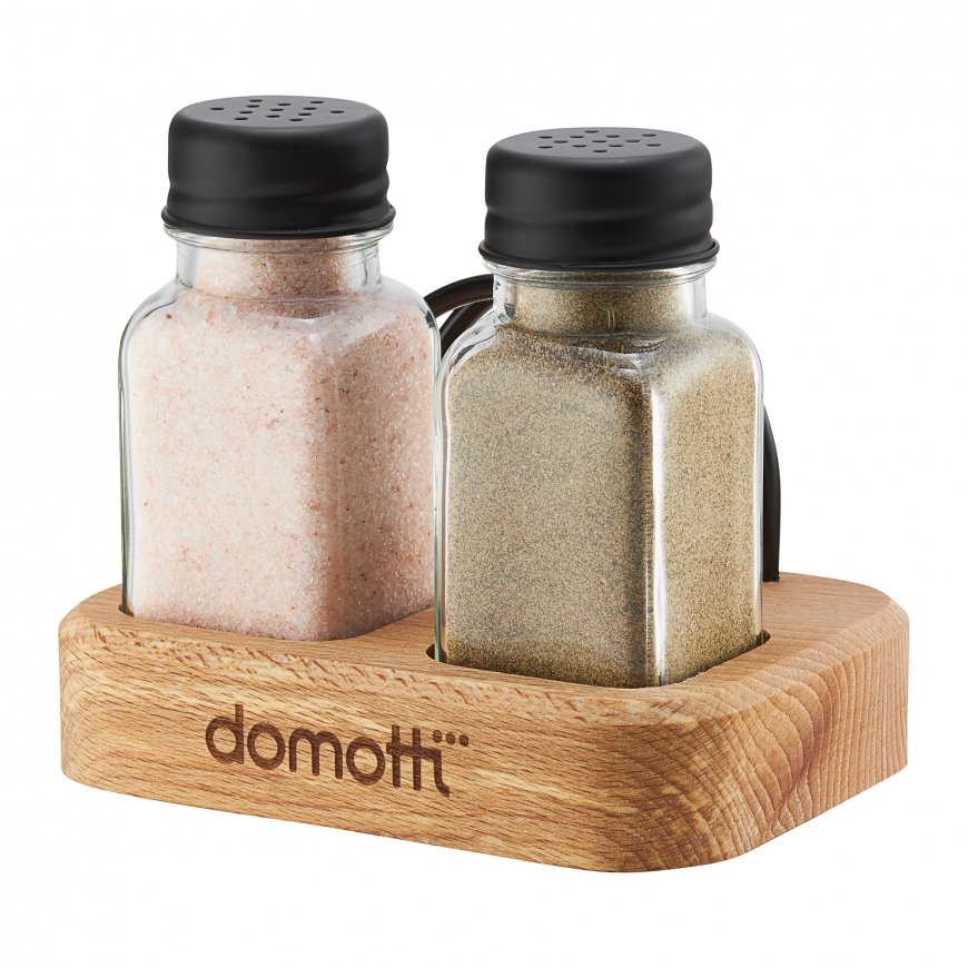 Temis Black DOMOTTI Square Spice Set with Napkin Holder