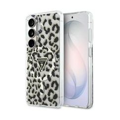 Guess IML leoparda raksta trikampja formas „MagSafe“ vāks, kas paredzēts „Samsung Galaxy S26“, melns
