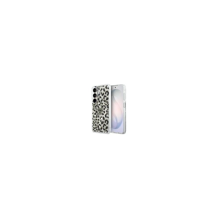 Guess IML leoparda raksta trikampja formas „MagSafe“ vāks, kas paredzēts „Samsung Galaxy S26“, melns