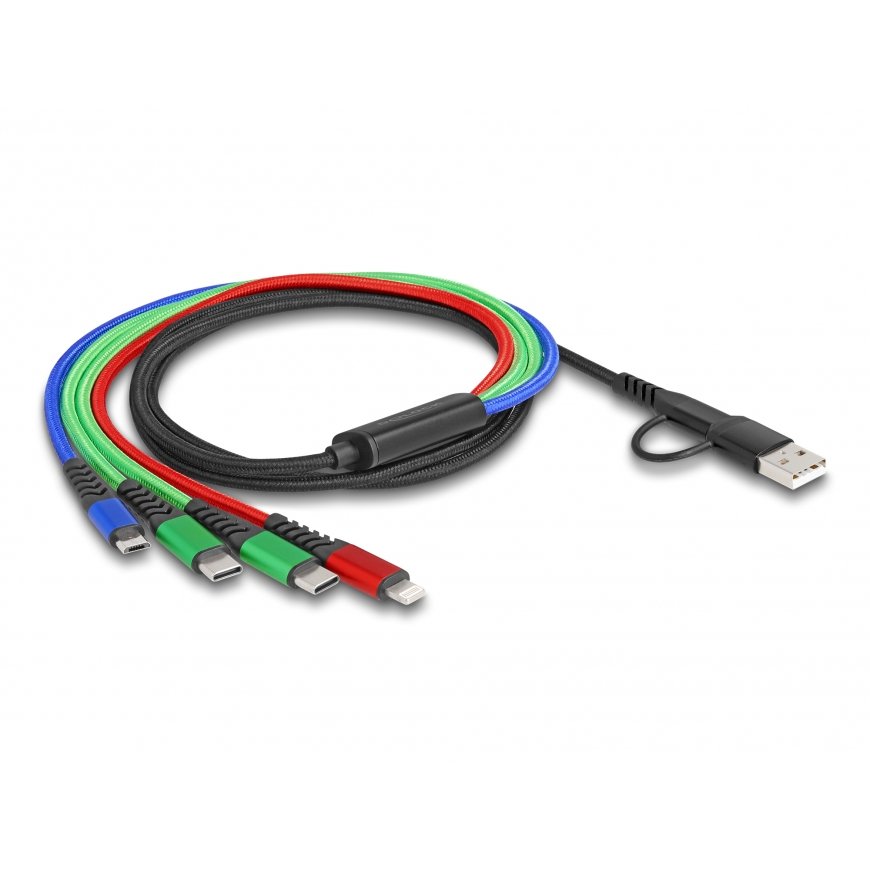 DeLOCK USB Charging Cable 4 in 1 USB Type-A + USB-C to Lightning / Micro USB / 2 x USB Type-C 1.20 m