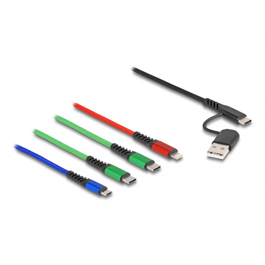 DeLOCK USB Charging Cable 4 in 1 USB Type-A + USB-C to Lightning / Micro USB / 2 x USB Type-C 1.20 m – 2