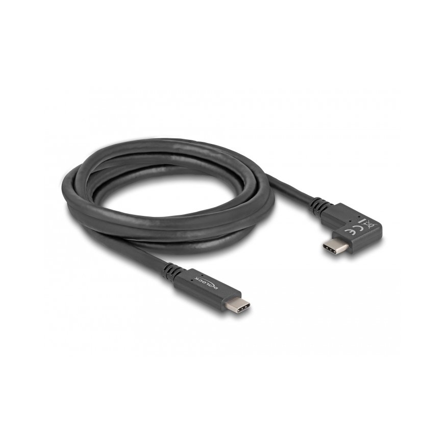 DeLOCK USB 5 Gbps Cable USB Type-C male to USB Type-C male angled left / right 2 m 4K PD 60 W with E