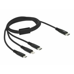 DeLOCK 87149 USB kabelis USB 2.0 1 m USB C USB C/micro-USB B/Lightning Melns