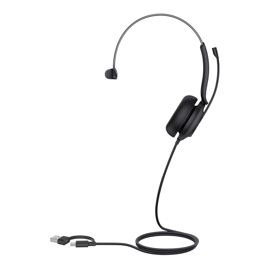 Yealink UH35 Mono UC USB-C/A Austiņas Vadu Zvani / mūzika USB Type-C / USB Type-A Melns