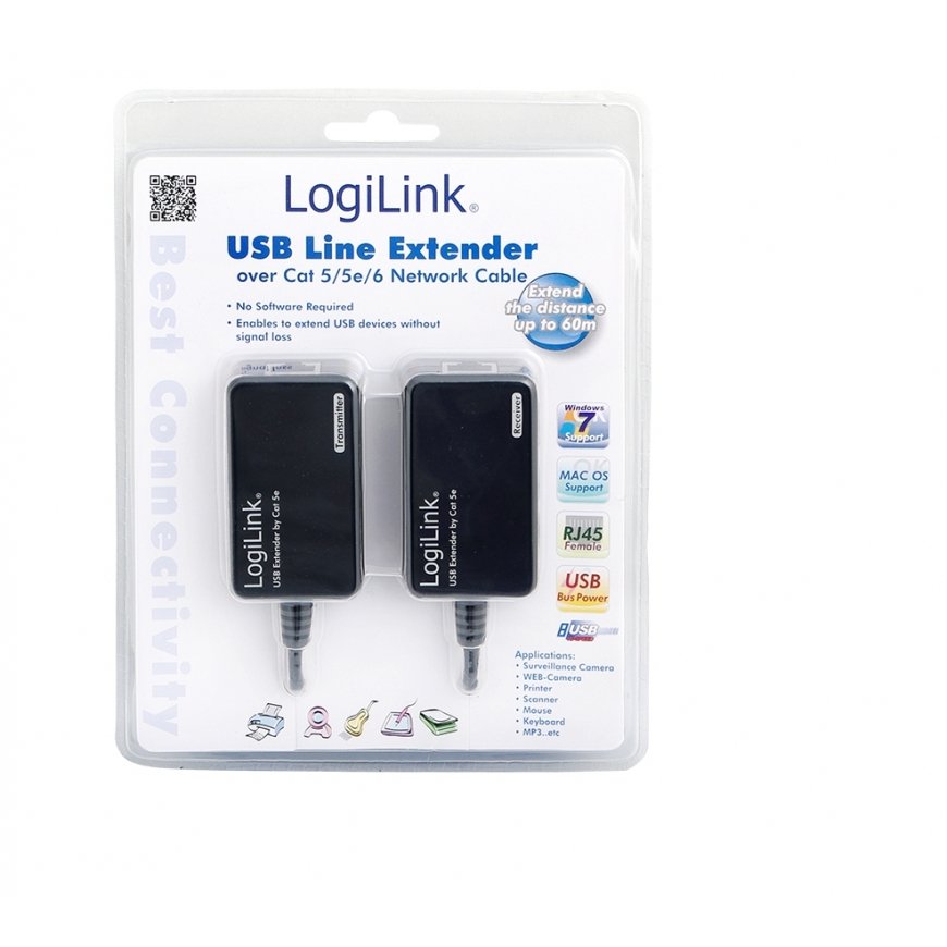 LogiLink Line Extender USB via CAT5/6 интерфейсная карта/адаптер – 2