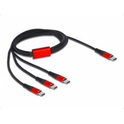 DeLOCK USB Charging Cable 3 in 1 USB Type-C to 3 x USB Type-C 1 m black / red