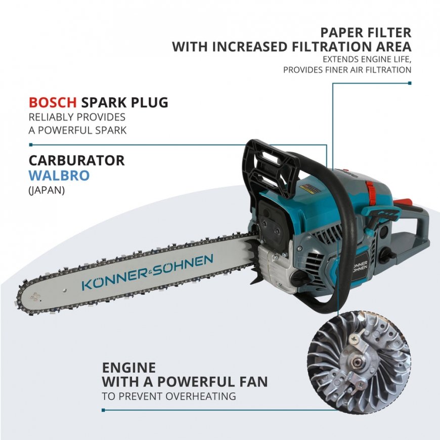 Könner & Söhnen KS CS31G-16 chainsaw 2300 W 3000 RPM Black, Blue, Grey, Red – 2