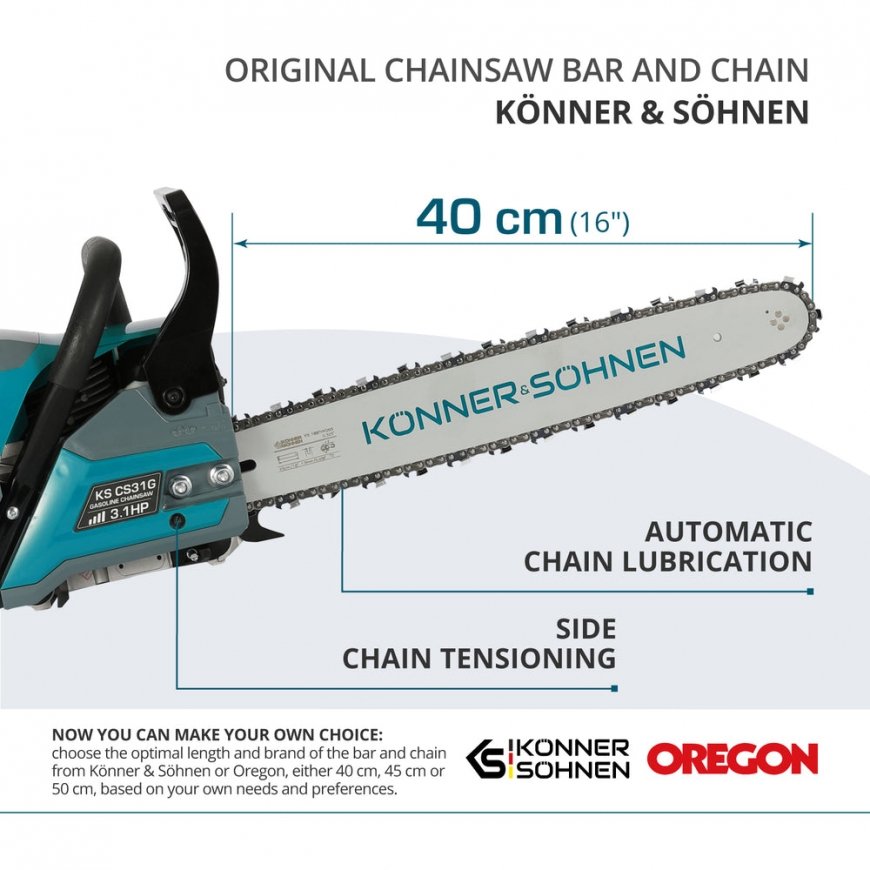 Könner & Söhnen KS CS31G-16 цепная пила 2300 W 3000 RPM Черный, Синий, Серый, Красный – 3