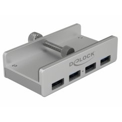 DeLOCK 64046 хаб-разветвитель USB 3.2 Gen 1 (3.1 Gen 1) Type-A 5000 Мбит/с Серебристый
