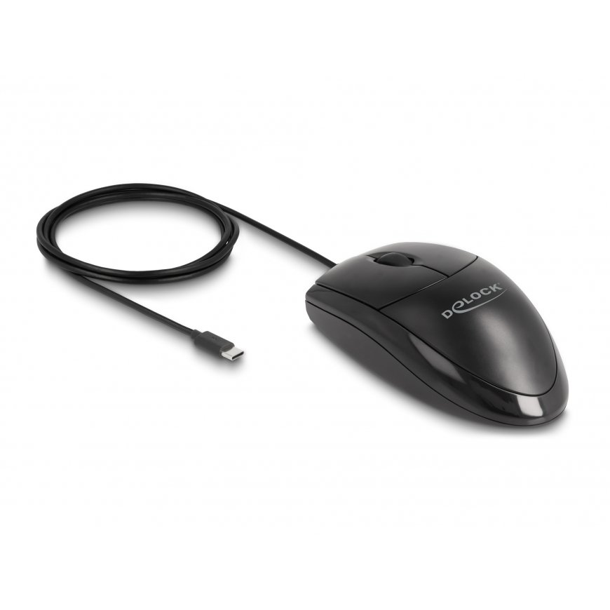 DeLOCK 12114 mouse Universal Ambidextrous USB Type-C Optical 1200 DPI