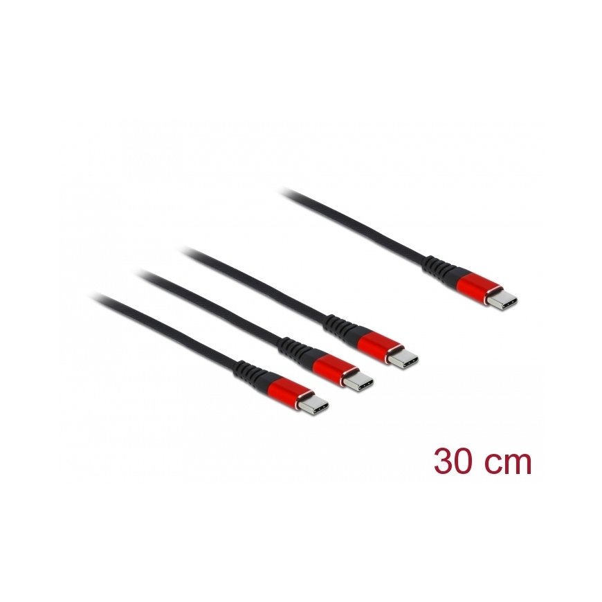 DeLOCK 86712 USB кабель USB 2.0 0,3 m USB C 3 x USB C Черный, Красный – 2