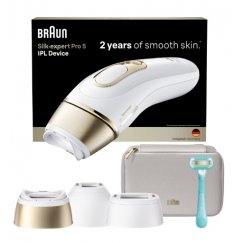Braun Silk-expert Pro Silk expert Pro 5 Valgusimpulsstehnoloogia Valge, Kuld